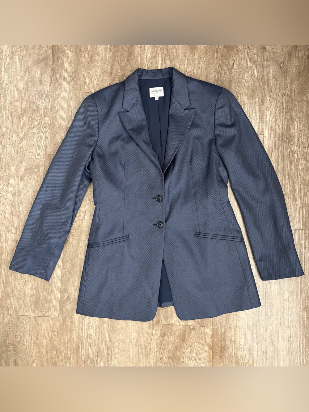 Armani Collezioni Vintage Cashmere Silk Blazer Navy Blue Size 8 Made in Italy
